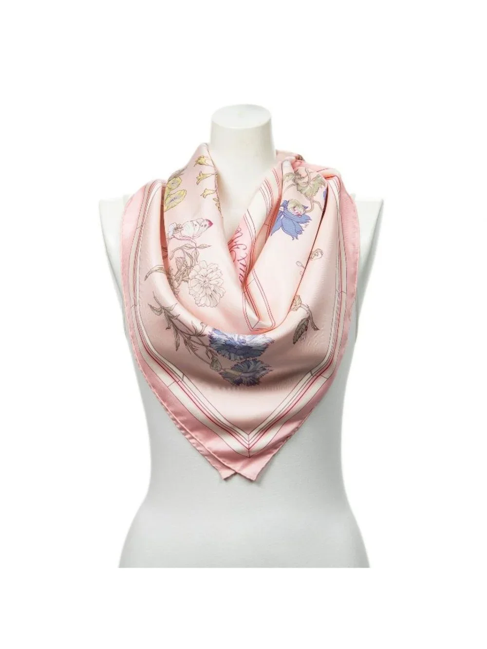 Hermes Scarf Pink Blue Twill Silk